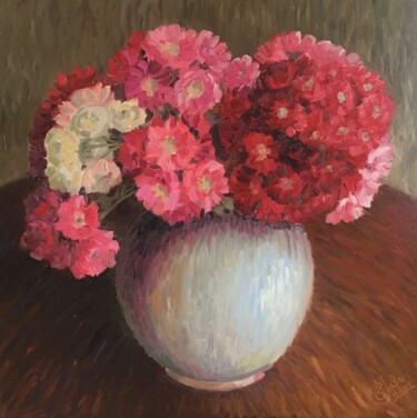 Painting titled "Roses tardives" by Balázs Buda, Original Artwork, Oil