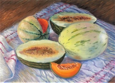 「Que de melons」というタイトルの絵画 Balázs Budaによって, オリジナルのアートワーク, オイル