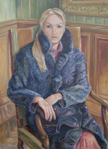 Pintura intitulada "Jeune femme avec so…" por Balázs Buda, Obras de arte originais, Óleo