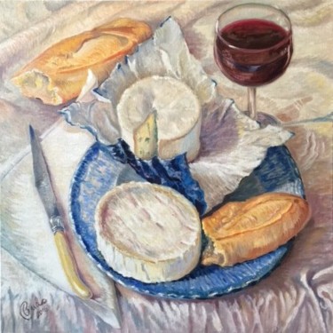 Painting titled "Le bleu et un p'tit…" by Balázs Buda, Original Artwork, Oil