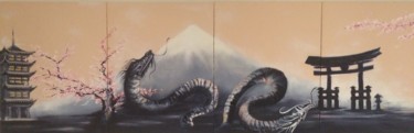 Peinture intitulée "estampe-japonaise-3…" par Bücher-Hochet-Locqueneux-Mayen, Œuvre d'art originale, Huile