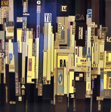 Collages intitulée "Vertical 1" par Manuel Buendia, Œuvre d'art originale