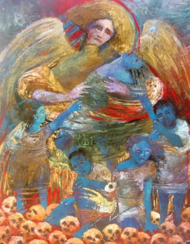 Pintura intitulada ""Cuidai das criança…" por Roxanne Bueso, Obras de arte originais