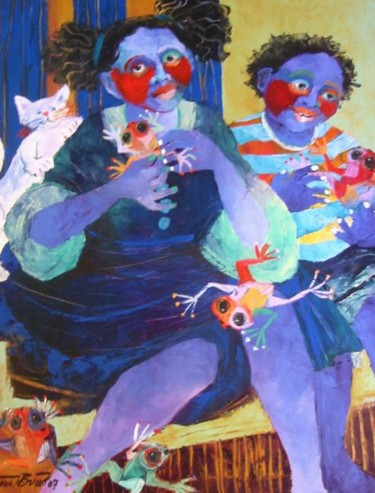 Pintura intitulada ""Brincando com coqu…" por Roxanne Bueso, Obras de arte originais