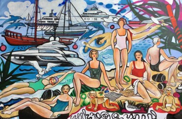 Schilderij getiteld "Portofino beach" door Bugaenko Natalia, Origineel Kunstwerk, Acryl