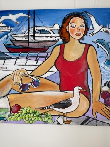 Pittura intitolato "Summer with woman s…" da Bugaenko Natalia, Opera d'arte originale, Acrilico
