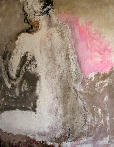 Картина под названием "Модель на розовом" - Сергей Бугровский, Подлинное произведение искусства