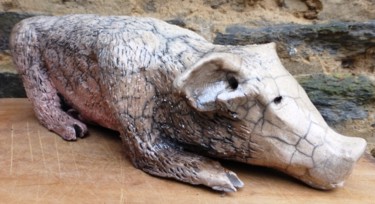 Sculpture intitulée "Cochon Sauvage" par Buissonnières, Œuvre d'art originale, Céramique