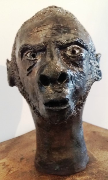 Sculpture intitulée "Père des Singes" par Buissonnières, Œuvre d'art originale, Céramique