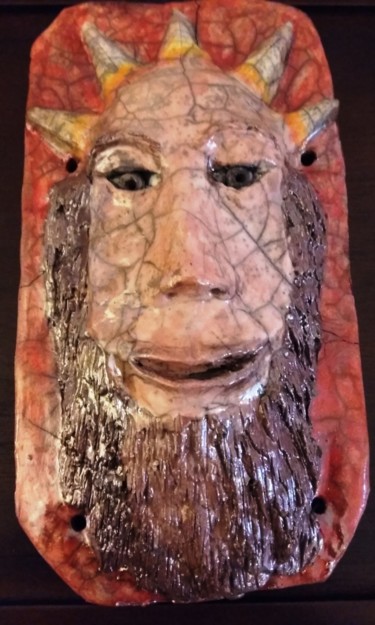 Sculpture intitulée "Le souriant (mascar…" par Buissonnières, Œuvre d'art originale, Céramique