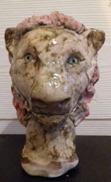 Sculpture titled "Der junge  Lőwe" by Buissonnières, Original Artwork, Ceramics