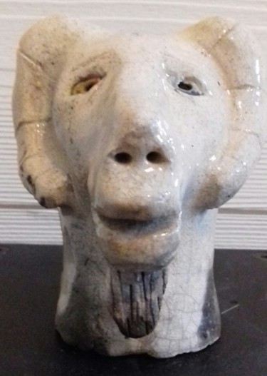 Sculpture titled "Le Bélier vairon" by Buissonnières, Original Artwork, Ceramics