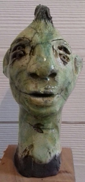 Sculpture titled "Cassandro Krieg" by Buissonnières, Original Artwork, Ceramics