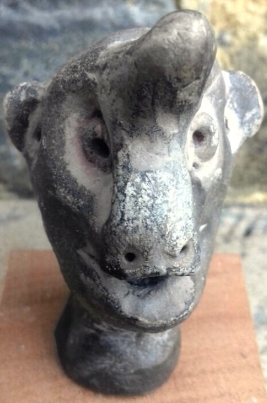 Sculpture titled "Le Nainrhino" by Buissonnières, Original Artwork, Ceramics