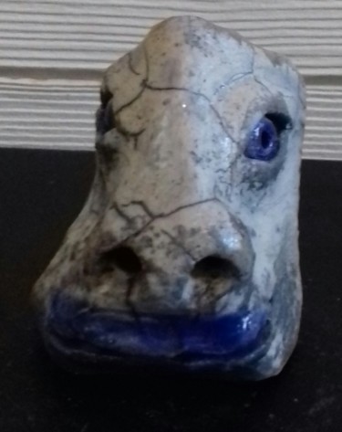 Sculpture titled "Piccola cosa blu un…" by Buissonnières, Original Artwork, Ceramics