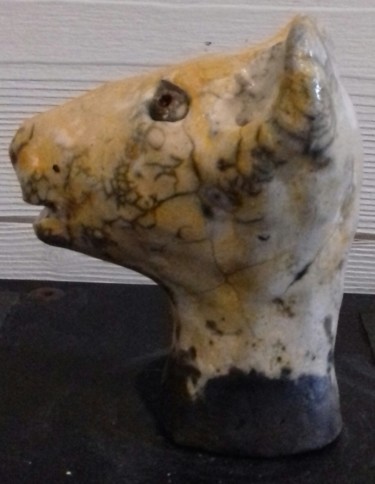 Sculpture titled "Felino aranciato" by Buissonnières, Original Artwork, Ceramics