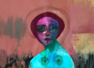 Картина под названием "[Person in pink fac…" - Ирина Булатова, Подлинное произведение искусства, Акрил