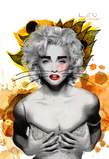 Digital Arts titled "Hollywood Zodiac Leo" by Bulent Unsal, Original Artwork, Digital Collage