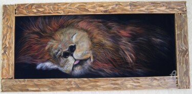 Pintura titulada "Сонный лев" por Anastasia Bondar, Obra de arte original
