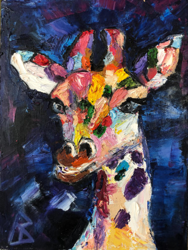 Painting titled "Giraffe" by Veronika Bulgakova, Original Artwork, Oil