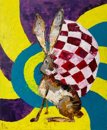 Картина под названием "Rabbit" - Veronika Bulgakova, Подлинное произведение искусства, Масло