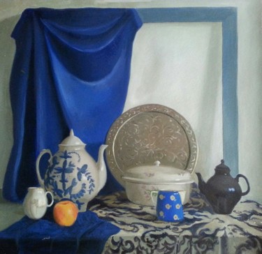 Painting titled "blue-still-life.jpg" by Anastasia Bunina, Original Artwork, Acrylic