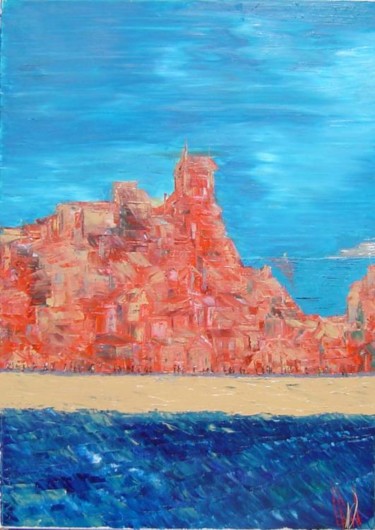 Peinture intitulée "La Cité rouge" par Laurent Buntinx, Œuvre d'art originale