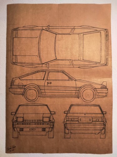Rysunek zatytułowany „Toyota AE86” autorstwa Burak Aslan, Oryginalna praca, Atrament