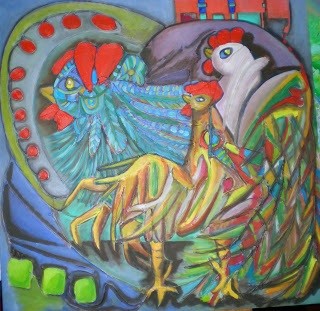 Pintura titulada "Mis gallos" por Paulabs, Obra de arte original, Otro