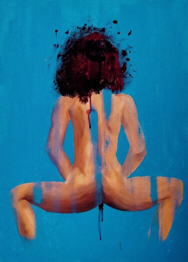 Painting titled "Blue Woman" by Burcu Panahi, Original Artwork, Acrylic