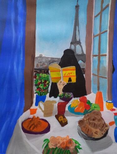 Painting titled "Breakfast in paris" by Burcu Panahi, Original Artwork, Acrylic
