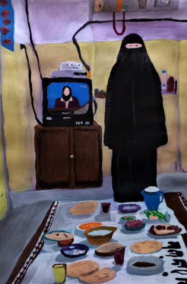 Painting titled "who own this game?" by Burcu Panahi, Original Artwork, Acrylic