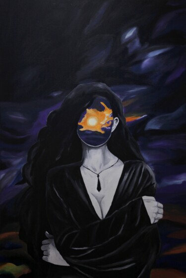 Painting titled "Cold" by Burcu Panahi, Original Artwork, Acrylic Mounted on Wood Stretcher frame