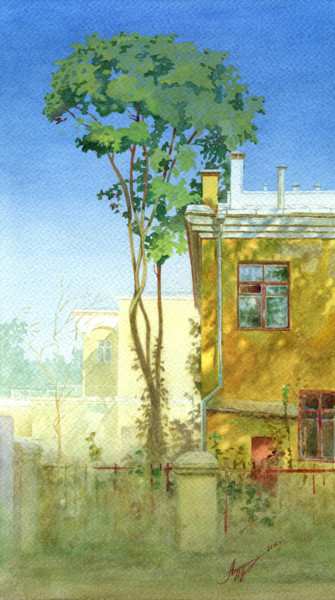 Painting titled "Дерево" by Anastasiia Anatolevna Burdenkova, Original Artwork, Watercolor