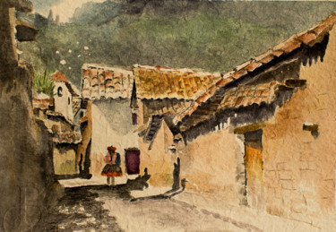 Malerei mit dem Titel "Calle D.jpg" von Bernardo Burgos, Original-Kunstwerk, Aquarell