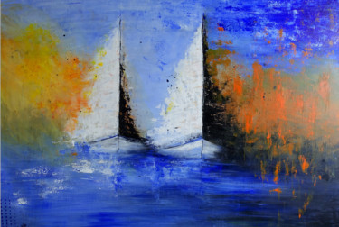 Painting titled "Segelboote Maritime…" by Burgstallers-Art - Alexandra Brehm, Original Artwork, Acrylic