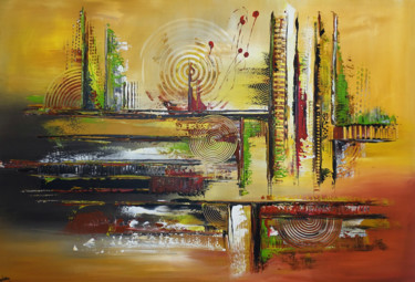 Schilderij getiteld "Cascaden - Leinwand…" door Burgstallers-Art - Alexandra Brehm, Origineel Kunstwerk, Acryl