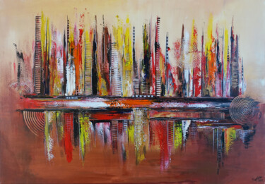 Painting titled "Wüstenstadt abstrak…" by Burgstallers-Art - Alexandra Brehm, Original Artwork, Acrylic