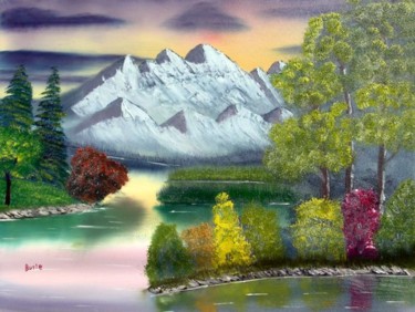 Painting titled "Peaceful Sunset" by Burie Smith, Original Artwork