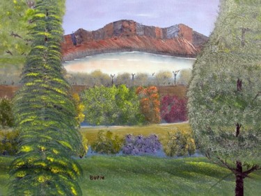 Painting titled "Distant Lake" by Burie Smith, Original Artwork