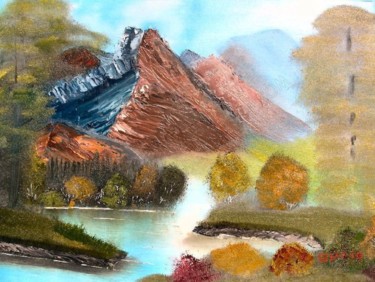 Painting titled "Rustic Mountains" by Burie Smith, Original Artwork