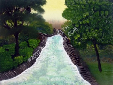 Painting titled "Wooded Stream" by Burie Smith, Original Artwork