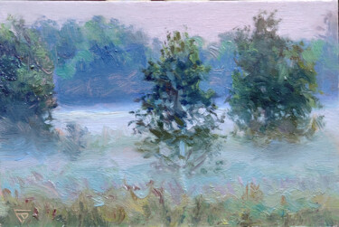Pittura intitolato "Morning fog" da Aleksey Burov, Opera d'arte originale, Olio