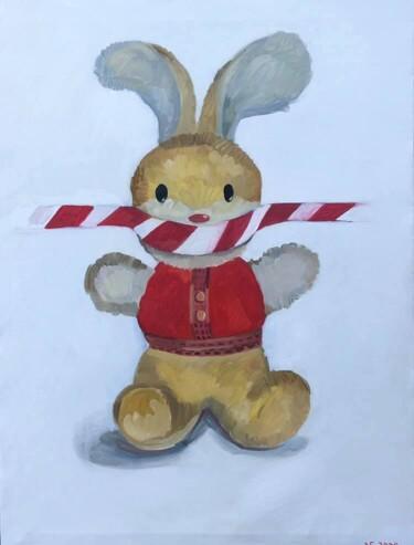 Ζωγραφική με τίτλο "Самоизоляция (заяц)" από Буртова Мария, Αυθεντικά έργα τέχνης, Λάδι