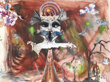 Pintura titulada "L'effet papillon" por Marie Busso, Obra de arte original, Collages