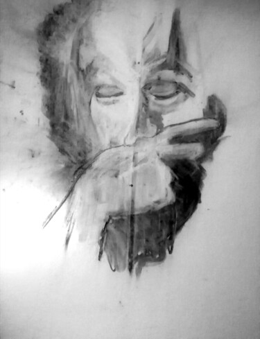 Drawing titled "Oublier" by Marie Busso, Original Artwork, Charcoal