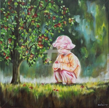 Painting titled "Sous le pommier" by Butterflymoon, Original Artwork