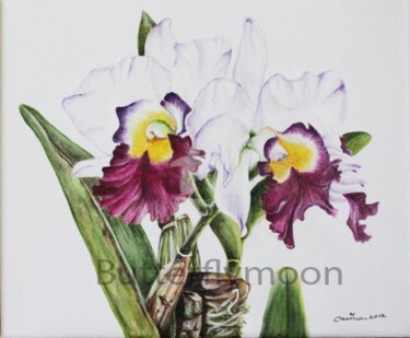 Painting titled "Orchidée 3" by Butterflymoon, Original Artwork