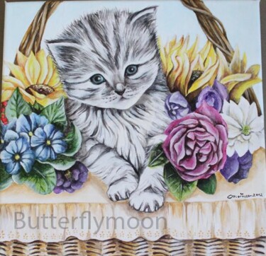 Painting titled "Petit chaton" by Butterflymoon, Original Artwork