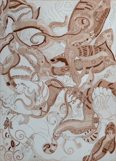Gravures & estampes intitulée "La naissance de l'ê…" par Butty Magali, Œuvre d'art originale